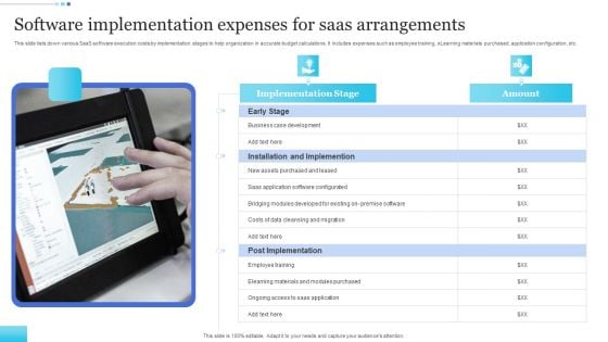 Software Implementation Expenses For Saas Arrangements Brochure PDF