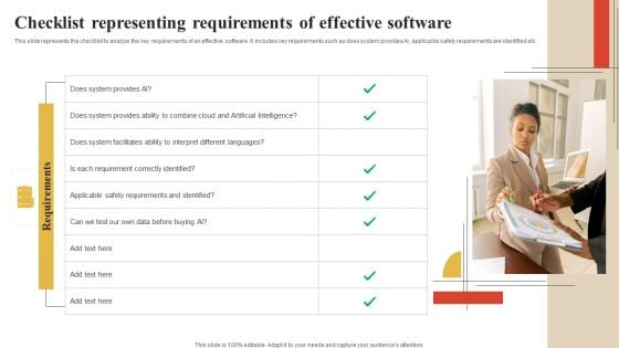 Software Implementation Technique Checklist Representing Requirements Of Effective Software Themes PDF