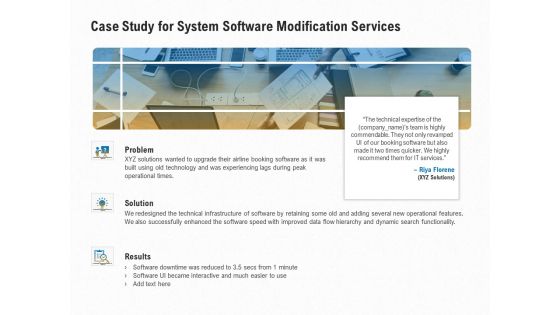 Software Maintenance Case Study For System Software Modification Services Ppt PowerPoint Presentation Show Icon PDF