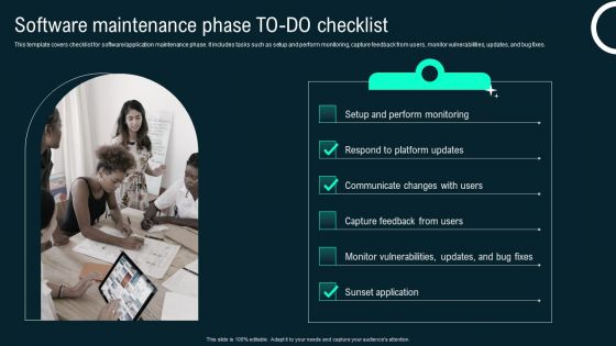 Software Maintenance Phase To Do Checklist Business Application Development Playbook Template PDF