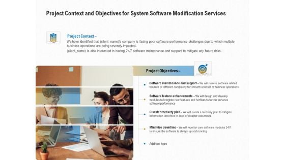 Software Maintenance Project Context And Objectives For System Software Modification Services Information PDF