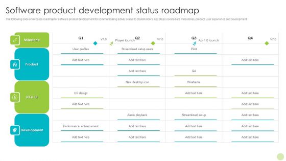 Software Product Development Status Roadmap Sample PDF