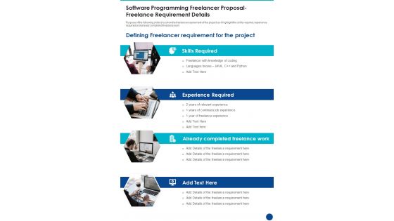 Software Programming Freelancer Freelance Requirement Details One Pager Sample Example Document Software Programming Freelancer Freelance Requirement Details One Pager Sample Example Document