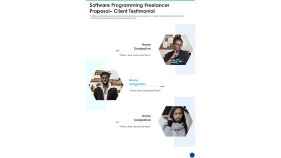 Software Programming Freelancer Proposal Client Testimonial One Pager Sample Example Document