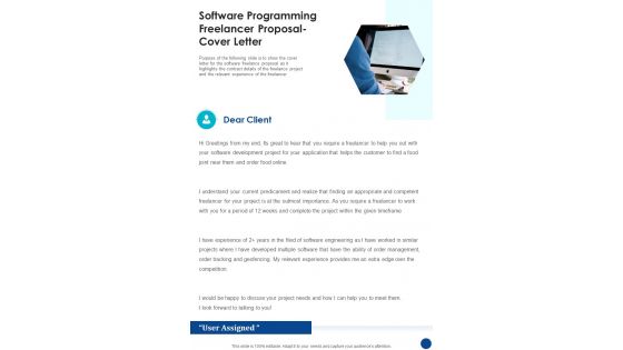 Software Programming Freelancer Proposal Cover Letter One Pager Sample Example Document Software Programming Freelancer Proposal Cover Letter One Pager Sample Example Document