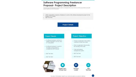 Software Programming Freelancer Proposal Project Description One Pager Sample Example Document Software Programming Freelancer Proposal Project Description One Pager Sample Example Document