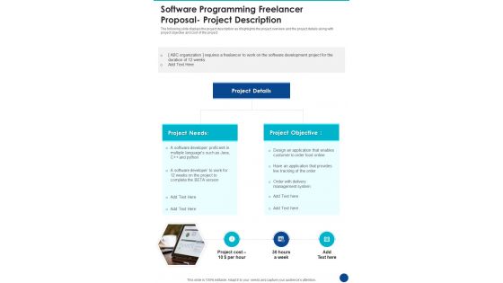 Software Programming Freelancer Proposal Project Description One Pager Sample Example Document