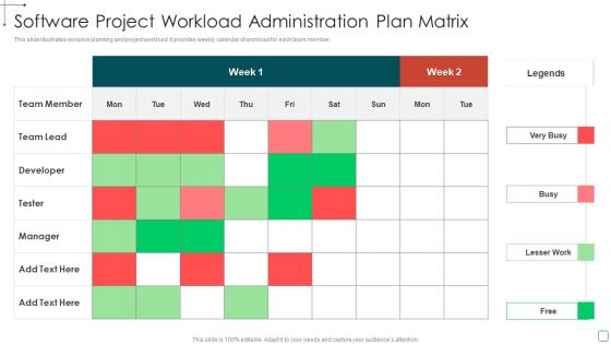 Software Project Workload Administration Plan Matrix Formats PDF