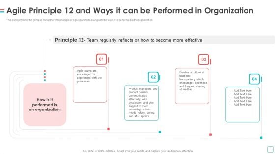 Software Publication Agile Principle 12 And Ways It Can Be Performed In Organization Demonstration PDF