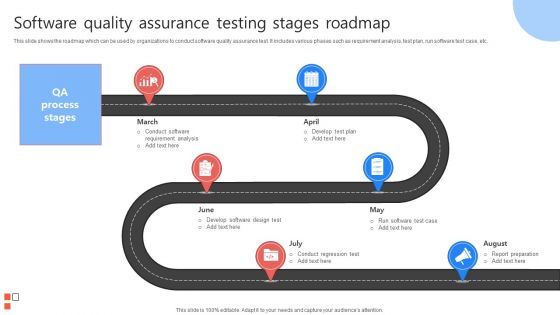 Software Quality Assurance Testing Stages Roadmap Infographics PDF