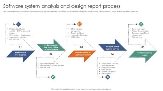 Software System Analysis And Design Report Process Ppt Inspiration Background Designs PDF