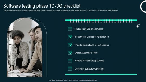 Software Testing Phase To Do Checklist Business Application Development Playbook Introduction PDF