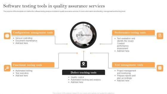 Software Testing Tools In Quality Assurance Services Mockup PDF