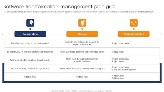 Software Transformation Management Plan Grid Template PDF