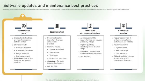 Software Updates And Maintenance Best Practices Ppt PowerPoint Presentation File Slides PDF