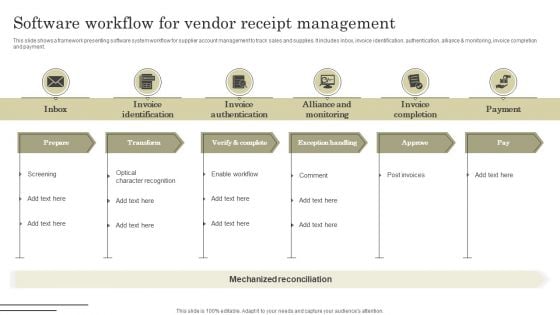 Software Workflow For Vendor Receipt Management Portrait PDF