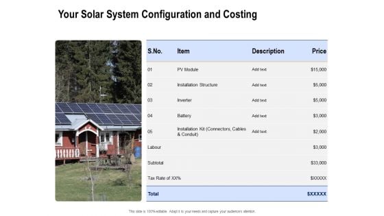 Solar Panel Maintenance Your Solar System Configuration And Costing Ppt Icon Layouts PDF