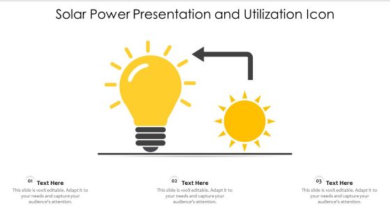 Solar Power Presentation And Utilization Icon Ppt PowerPoint Presentation Portfolio Format Ideas PDF