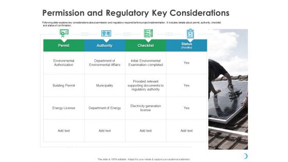 Solar System Implementation And Support Service Permission And Regulatory Key Considerations Inspiration PDF