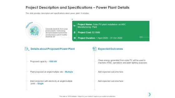 Solar System Implementation And Support Service Project Description And Specifications Power Plant Details Sample PDF