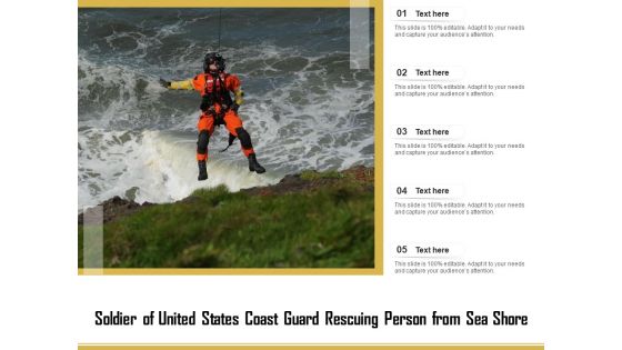 Soldier Of United States Coast Guard Rescuing Person From Sea Shore Ppt PowerPoint Presentation Infographic Template Example File