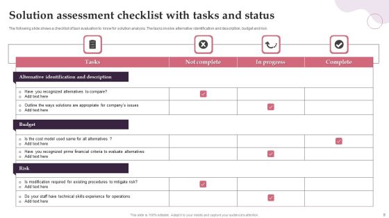 Solution Assessment Ppt PowerPoint Presentation Complete With Slides Slide09