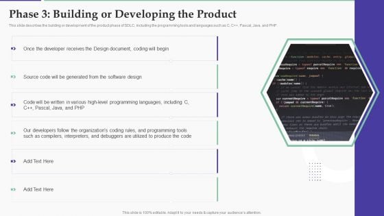 Solution Development Process Phase 3 Building Or Developing The Product Slides PDF