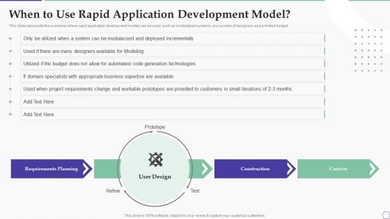 Solution Development Process When To Use Rapid Application Development Model Formats PDF