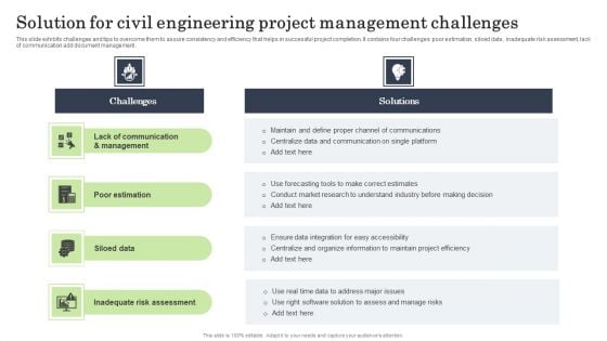 Solution For Civil Engineering Project Management Challenges Template PDF