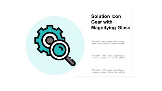 Solution Icon Gear With Magnifying Glass Ppt PowerPoint Presentation Portfolio Slide Download