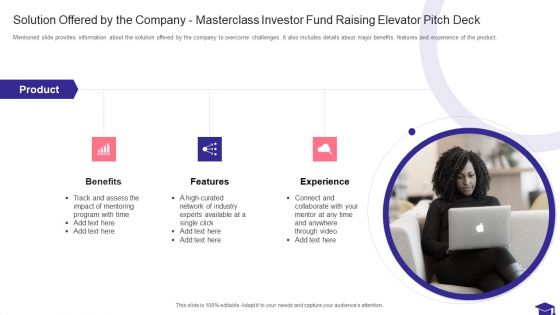 Solution Offered By The Company Masterclass Investor Fund Raising Elevator Pitch Deck Summary PDF