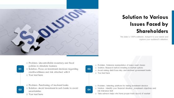Solution To Various Issues Faced By Shareholders Ppt Gallery Good PDF