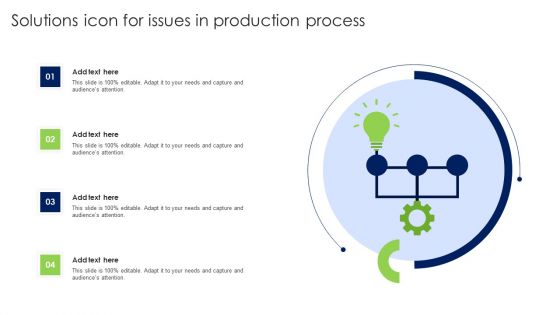 Solutions Icon For Issues In Production Process Formats PDF