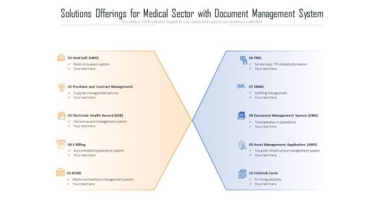 Solutions Offerings For Medical Sector With Document Management System Ppt PowerPoint Presentation Gallery Slide PDF