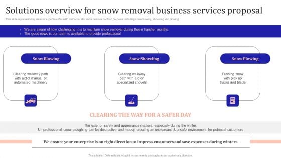 Solutions Overview For Snow Removal Business Services Proposal Portrait PDF