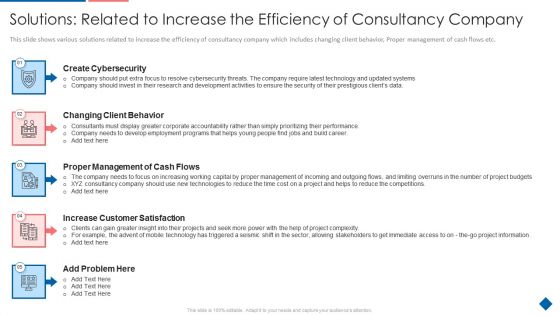 Solutions Related To Increase The Efficiency Of Consultancy Company Elements PDF