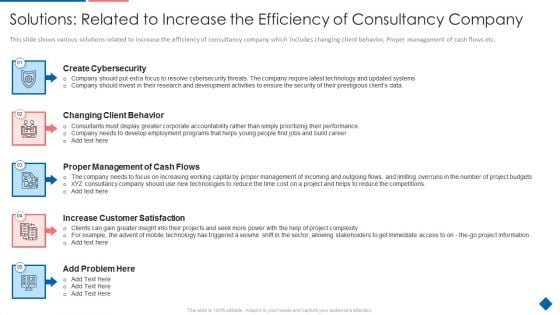 Solutions Related To Increase The Efficiency Of Consultancy Company Elements PDF Solutions Related To Increase The Efficiency Of Consultancy Company Elements PDF
