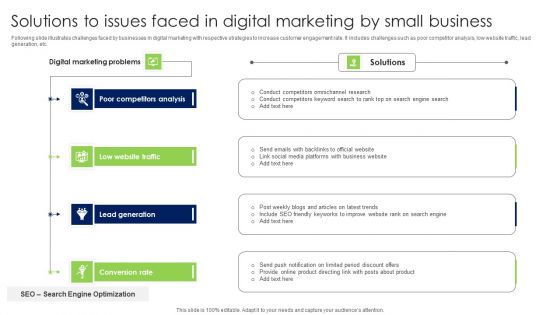 Solutions To Issues Faced In Digital Marketing By Small Business Elements PDF