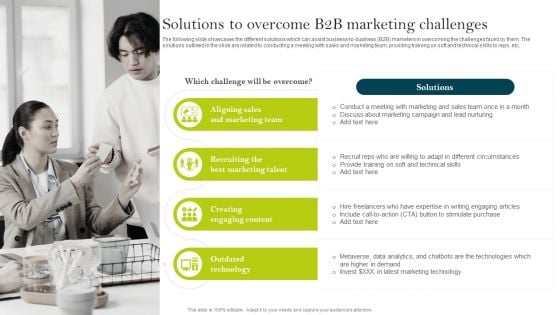 Solutions To Overcome B2B Marketing Challenges Ppt PowerPoint Presentation File Infographic Template PDF