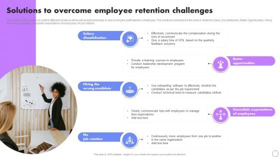 Solutions To Overcome Employee Retention Challenges Developing Employee Retention Techniques To Minimize Turnover Rate Structure PDF