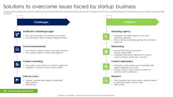 Solutions To Overcome Issues Faced By Startup Business Professional PDF