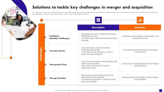 Solutions To Tackle Key Challenges In Merger And Acquisition Portrait PDF Solutions To Tackle Key Challenges In Merger And Acquisition Portrait PDF