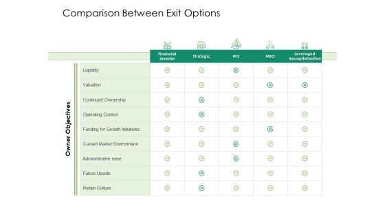 Solvency Action Plan For Private Organization Comparison Between Exit Options Clipart PDF