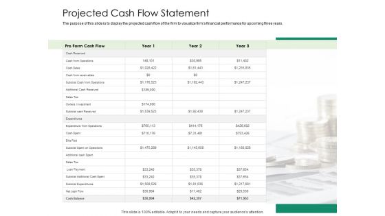 Solvency Action Plan For Private Organization Projected Cash Flow Statement Demonstration PDF