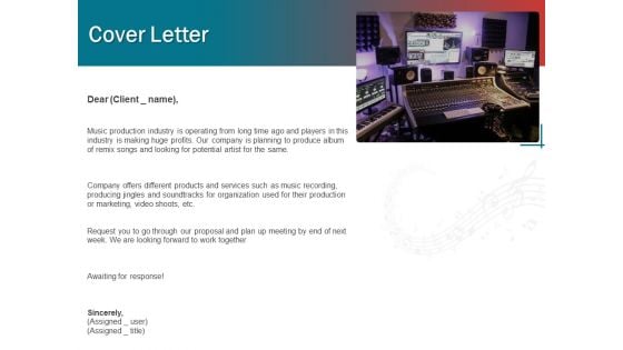 Sound Production Firm Agreement Proposal Cover Letter Ppt Styles Picture PDF