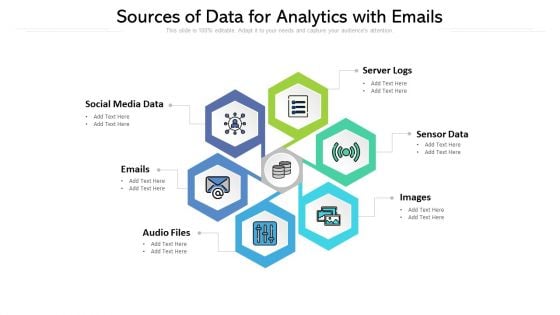 Sources Of Data For Analytics With Emails Ppt PowerPoint Presentation Graphics PDF