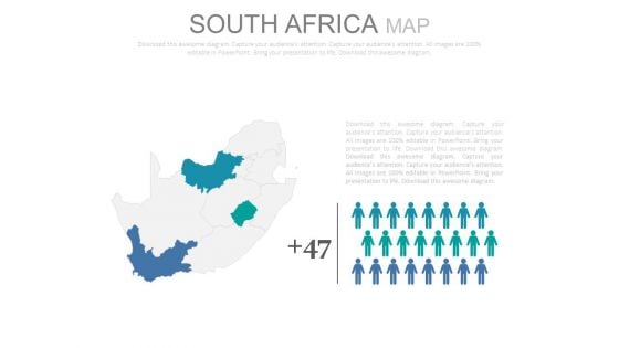 South Africa Map With Population Ratio Analysis Powerpoint Slides