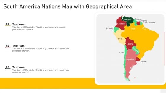 South America Nations Map With Geographical Area Designs PDF