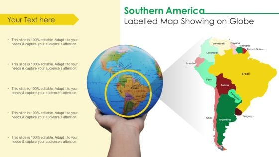 Southern America Labelled Map Showing On Globe Ppt File Sample PDF