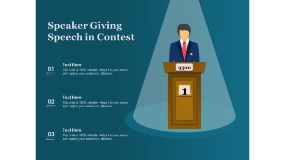 Speaker Giving Speech In Contest Ppt PowerPoint Presentation Pictures Design Ideas PDF